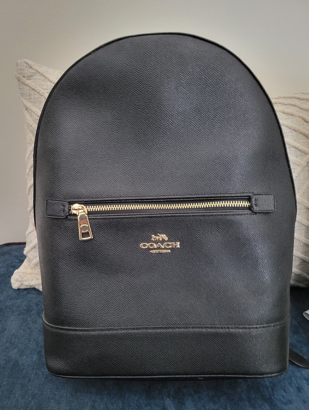 Coach Black Leather Backpack with Gold Hardware